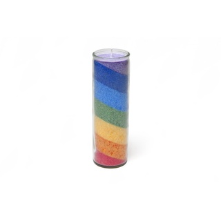 Regenbogen Chakra Stearin Kerze mit Glas neutral im Duft Brenndauer 100 Stunden