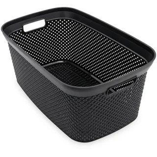 Spetebo Wäschekorb Wäschewanne schwarz 54 x 33 cm (Anzahl, 1 St., Stück), Mit 2 integrierten Tragegriffen schwarz