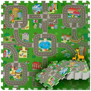 Tectake Puzzlematte MyCity 90,5 cm Bunt