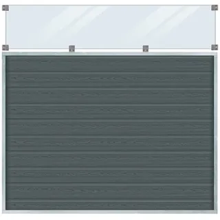 Plus Holz Sichtschutzzaun Artura WPC Schiefergrau mit Glas 180 cm x 175 cm