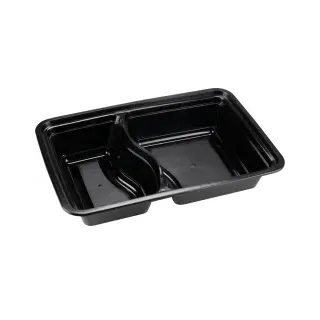 ABENA® Take-away-Schale, PP, 2-geteilt, 300/400 ml, schwarz 1999916767 , 1 Karton = 8 Packungen à 50 Stück