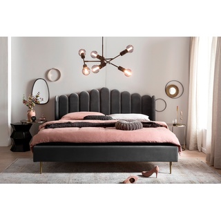Polsterbett SALESFEVER Betten Gr. Samtoptik, Liegefläche B/L: 140 cm x 200 cm Betthöhe: 39 cm, kein Härtegrad, grau Polsterbetten ohne Bettkasten Samt-Bezug, goldfarbene Metallfüße