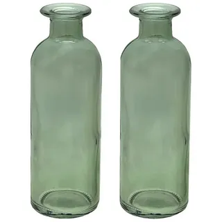 ZauberDeko Dekovase Vase Grün Salbei Dunkelgrün Glas Blumenvase Dekovasen 2 fach sortiert