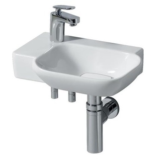 Keramag / Geberit myDay Handwaschbecken ohne Überlauf 400 mm x 105 x 280 mm Hahnloch links - Weiß Alpin KeraTect - 125440600