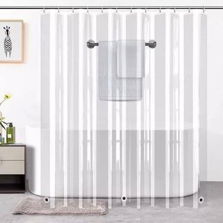 FARYODI Antischimmel Transparent Duschvorhang aus PEVA mit 5 Magneten - Wasserdichter Badezimmer Vorhang in transparenter Optik (180x200 cm) inklusive 12 Haken