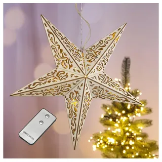 Hi Holzstern mit Fernbedienung 40cm LED beleuchteter Stern Weihnachts Fenster Deko