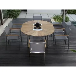 Zebra Gartenmöbel-Set Setax-Catax 6, 6 Sessel Setax und 1 Tisch Catax aus recyceltem Teak