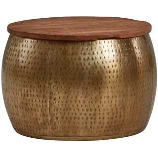 Couchtisch - gold-braun - Mango Massivholz