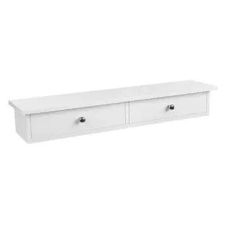 Songmics Schweberegal 2 Schubladen, aus MDF weiß