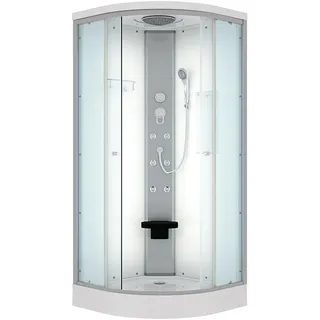 SeniorBad D10-20T0 Komplettdusche mit Schiebetür 100 x 100 cm Weiß Sicherheitsglas D10-20T0