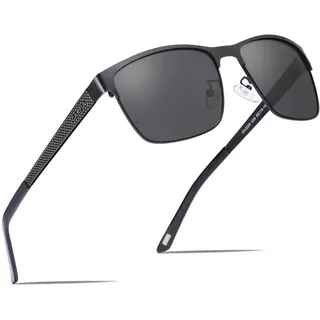 CARFIA Polarisierte Herren Sonnenbrille Metallrahmen UV 400 Fahrerbrille | Guter UV-Schutz, Sportbrille, Kategorie 3 Linse, Verstellbare Nasenpads, Nicht Drücken, Nickelfreie Metall, Stylisches Design - M