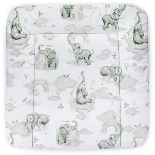 Balbina® Wickelunterlage aus Baumwolle weiche Wickeltischauflage für Wickelkommoden waschbar 75x85 I Elefant im Regenbogen