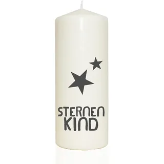 WB wohn trends Spruchkerze, Sternenkind, grau, 20cm, 765g d8cm, Trauer-Kerze mit Spruch, Brenndauer ca 70 Std