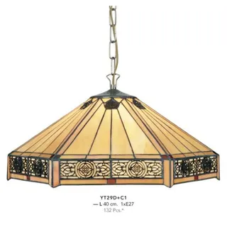 Casa Padrino Tiffany Hängeleuchte Durchmesser 40cm 1-Flammig ModH4 - Leuchte Lampe Deckenleuchte Art Deco Jugendstil