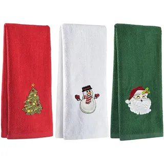 Svuitmsl 3 Stück Weihnachtshandtücher für Badezimmer, Mehrzweck, bestickt, Küche, Geschirrtücher, Einweihungsdekoration (A-Rot/Weiß/Grün, 30,5 x 45,7 cm)