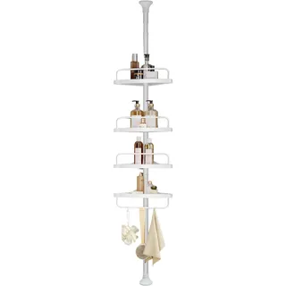 Songmics Duschablage BCB001A, weiß, zum Klemmen, Eckregal Kunststoff, 35 x 85-305 cm