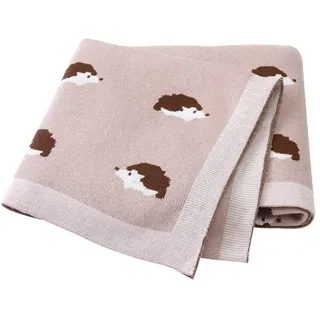 Babydecke Junge Mädchen Baumwolle Strickdecke mit Cartoon Igel Muster, Surwin Multifunktion Winter Kuscheldecke Baby Decke für Kinderwagen Babyschale (Rosa,100x80cm)