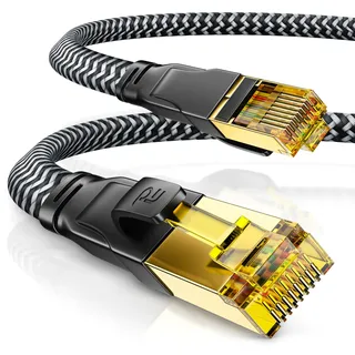CSL - 20m CAT 7 Netzwerkkabel Flach und Dünn - Lan Kabel für 10 Gigabit High Speed, Internetkabel, Flachbandkabel, Verlegekabel - 10 Gbps Cat.7 RJ45 Kabel für Switch Router Modem PC, 20 Meter Schwarz