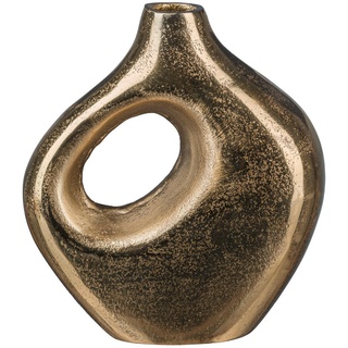 Vase, Gold, Metall, bauchig, 19x21x10 cm, zum Stellen, Dekoration, Vasen, Metallvasen