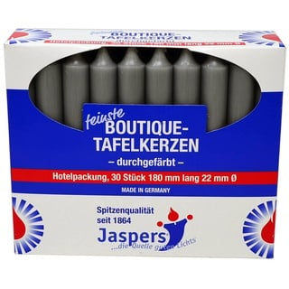 Jaspers Kerzen Tafelkerze Boutique-Kerzen Hotelpackung tauben-grau 30er Pack durchgefärbt grau
