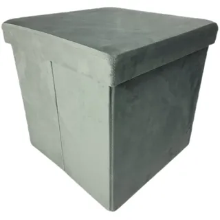 Hellgrauer, Faltbarer Samt-pouf Mit Stauraum, Dekorativer Fußhocker 38x38x37 Cm  Begryf