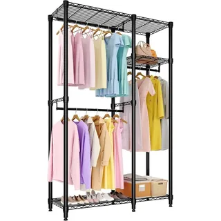 GarveeMore Kleiderständer Schwerlast Garderobenständer 320 kg Tragkraft Kleiderschrank Organizer schwarz