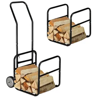 Relaxdays Kaminholzwagen Stahl 43,5 x 112 x 59,5 cm Grau, Schwarz