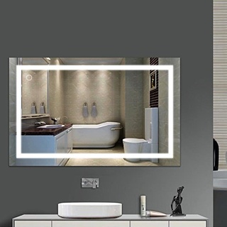 XDAILUYYDS Badspiegel mit Beleuchtung,Badezimmerspiegel mit Beleuchtung, LED Touch, Einstellbare Lichtfarbe, Horizontale oder Vertikale Position,Spiegel Badezimmer. (100 * 60 cm)