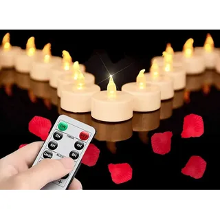 Nancia LED Teelichter mit Fernbedienung Timer, flackernde, flammenlose Kerzen, langlebig über 400 Stunden, batteriebetrieben, Heimdekoration, saisonale und festliche Feiern. (Warmgelb, 24pack)