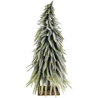 I.GE.A. Künstlicher mini Tannenbaum geeist auf Holzsockel grün 32 cm