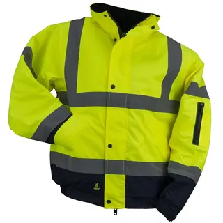 URGENT Arbeitsjacke URG-HSV BO Kurz Jacke Bomberjacke Isolierte Warnung Wasserdicht 2 000 mm Winddichte Kapuze Reißverschluss Isolierte Funktionsjacke Reflektierende Winter Herren Damen Gelb (L) - L