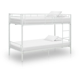 vidaXL Bett Etagenbett Weiß Metall 90×200 cm weiß