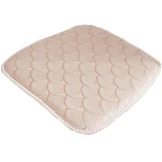 ZIBENE Stuhlkissen Esszimmer Binden, Sitzkissen Gartenstuhl 1 StüCk, Sitzpolster Stuhl 45x45 mit BäNdern und Rutschfester Boden, Samt Stuhlauflagen KüChenstuhl Landhaus Halbrund 1er Set Beige