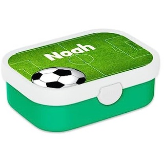 Mepal Bento Lunchbox Campus Fußball - Personalisierte Brotdose mit Namen für Kinder - Bento-Fach & Gabel - Meal Prep Box Clip-Verschluss - BPA-frei & Spülmaschinenfest - 750 ml - Fußballplatz