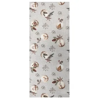 HOME WOHNIDEEN Feliz Navidad grau, B:140cm L:40cm, Baumwolle, Polyester, Tischdecken, Tischläufer, Dekostoff bedruckt