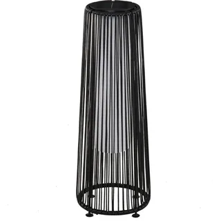 Outsunny Solarlampe, Rattan Solarleuchte LED Gartenleuchte mit Lichtsensor