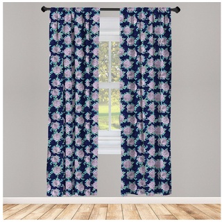 Gardine »Vorhang für Wohnzimmer Schlafzimmer Dekor«, Abakuhaus, Microfaser, Rose Romantische Rosen-Blumen-Blüten blau|lila 150 cm x 245 cm