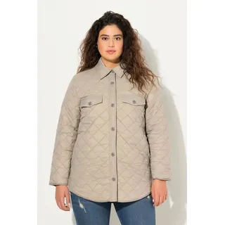 Ulla Popken Steppjacke Stepp-Hemdjacke Grau/Rosa 50/52