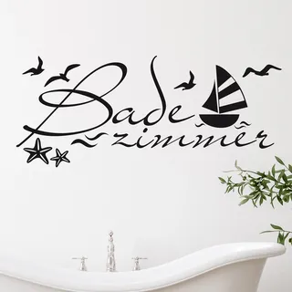 GRAZDesign Wandtattoo Bad maritime Deko, Wandaufkleber Badezimmer Wand Aufkleber - 71x30cm / 090 silbergrau
