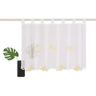 SIMPVALE Kurzgardinen für die Küche, niedlicher Stil, Volant, Obst-Stickerei, Café (120 x 30 cm, gelb)