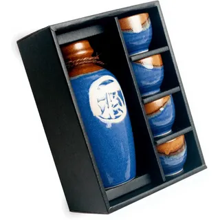 Sake-Set Blau und Braun 500 mL Hellblau