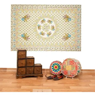 KUNST UND MAGIE Wandteppich Tagesdecke Wandbehang Deko Tuch Elefant Mandala Wandteppich Boho Goa bunt