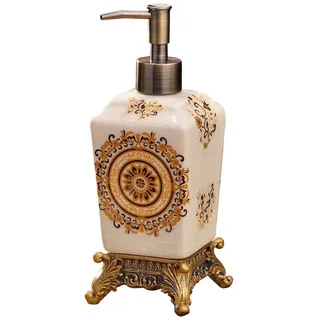 Seifenspender Keramik - Französisch Muster mit goldenen Vintage Basis Lotion Dispenser nachfüllbare Leere Pumpe Flasche Vintage Hand Lotion Shampoo Seife Seife Küche Badezimmer Hotel
