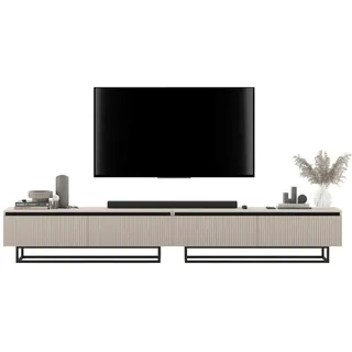 Meble Lindner Tv-Lowboard, Kaschmir, Metall, 4 Fächer, Rechteckig, 280x44x35 cm, Wohnzimmer, Wohnwände, Lowboards, Lowboards stehend