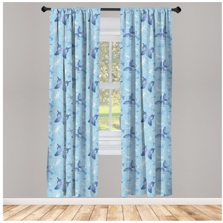 Gardine Vorhang für Wohnzimmer Schlafzimmer Dekor, Abakuhaus, Microfaser, Schmetterling blaue Libellen blau|weiß 150 cm x 245 cm