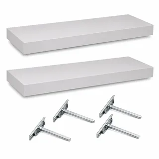 intar Wandregal Hellgrau 60 x 20 cm 2 Stück Schweberegal Wandboard | Das Regalbrett ist bis 15 kg belastbar und eignet sich als Wandboard für Wohnzimmer, Küche, Bad oder Büro.
