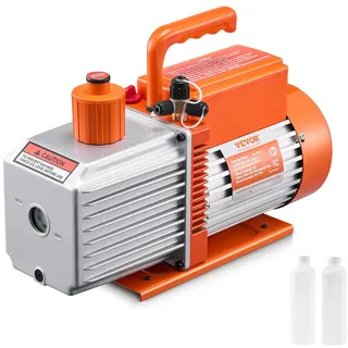 Vevor Vakuumpumpe, 9 CFM, HVAC 2-stufige Drehschieber-Vakuumpumpe, für R134a R22 R410a-Systeme, Auto-AC-Vakuumpumpen-Kit mit Ölflasche, für die Harzentgasung zur Wartung von Autoklimaanlagen