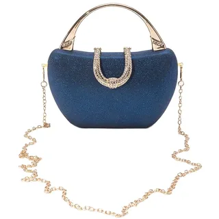 CORIOS Damen Pailletten Clutch Tasche Strass Abendtasche Shiny Diamant Handtasche Hochzeit Brautbörse Klein Tasche Elegante Umhängetasche Kette Schultertasche Blau