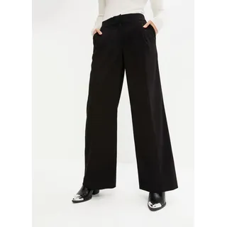 bonprix Marlene-Hose aus Polyester, Viskose und Elasthan, Regular Fit, weites Bein schwarz 34