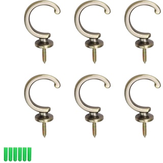 HASLED 6 Stück Gardinenhalter Wand, Vorhang Halterung Wand aus Zinklegierung, Bronze Raffhalter Wandmontage, für Curtain Tiebacks, Wandhaken für Wohnzimmer, Badezimmer